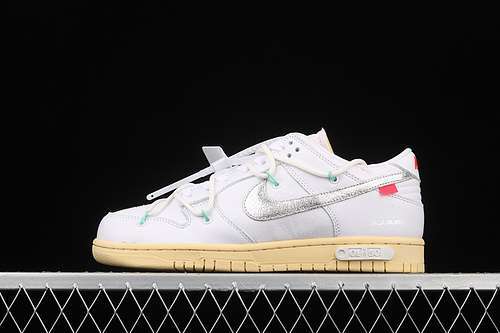 【470】[DM1602-127]-[OFF-WHITE X DUNK LOW &#x27;LOT 01 OF 50&#x27;WHITE/METALLIC SILVER/BUTTER