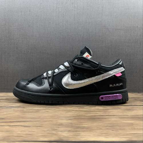 【300】[DM1602-001]-[OW X SB DUNK LOW LOT LOT 50 OF 50 BLACK/METALLIC SILVER-BLACK]-[UNISEX:36-45]