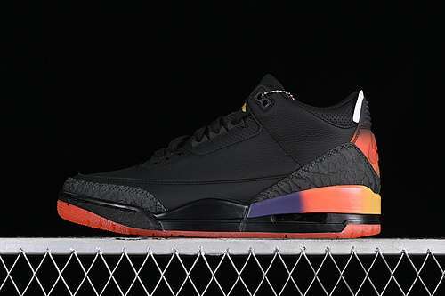 【530】[FN0344-001]-[J. BALVIN AIR JORDAN 3 RETRO RIO BLACK/SOLAR FLARE/TOTAL CRIMSON ABYSS]-[36-48.5]