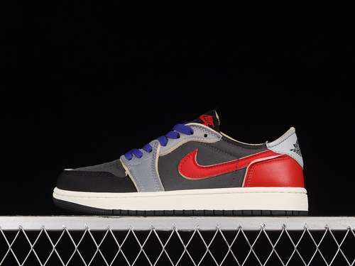 【300】[DV0982-006]-[AIR JORDAN 1 RETRO LOW OG BLACK/DARK SMOKE GREY/DARK BLUE-RED]-[UNISEX:36-45]