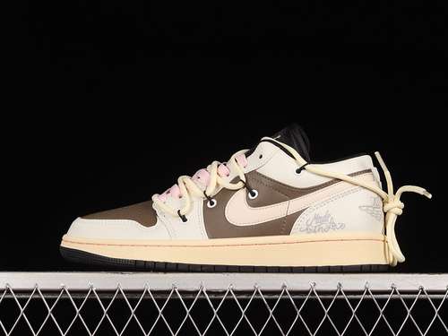 【340】[553558-062]-[AIR JORDAN 1 LOW BROWN/BEIGE/BLACK-PINK]-[WOMAN:36-39]-[MAN:40-47.5]