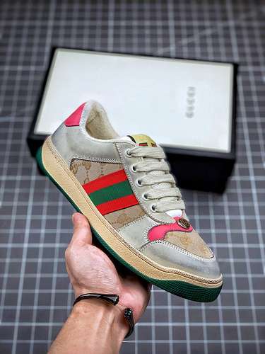 【550】[GU*CCI DISTRESSED SCREENER SNEAKER GREY/GREEN/RED]-[WOMAN:35-40]