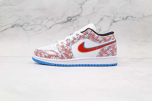 【300】[DD1527-114]-[AIR JORDAN 1 LOW SE GS TAKE FLIGHT WHITE/BLUE HERO/BRIGHT CRIMSON/BLACK]