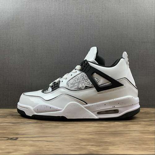 【340】[DC4101-100]-[AIR JORDAN 4 RETRO GS DIY WHITE/BLACK/VOLT]-[WOMAN:36-39]-[MAN:40-45]