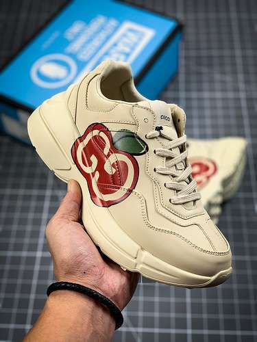 【370】[GU*CCI RHYTON VINTAGE TRAINER SNEAKER BEIGE/RED/GREEN]-[WOMAN:35-39]-[MAN:40-45]