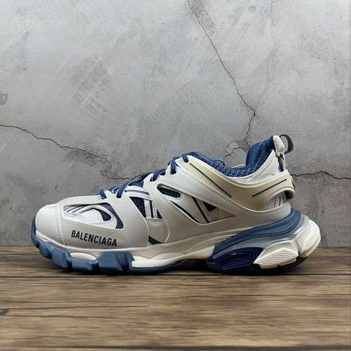 【580】[BA*LEN*CIAGA TRACK 2.0 SNEAKER LIGHT GREY/NAVY BLUE/WHITE]-[WOMAN:35-39]-[MAN:40-46]