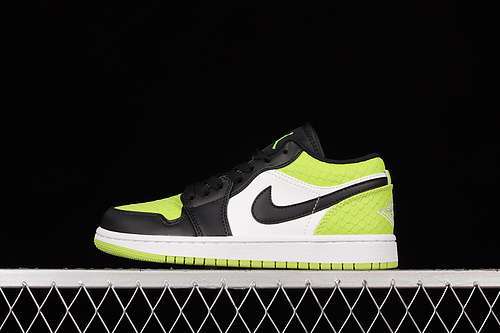 【300】[DX4446-301]-[AIR JORDAN 1 LOW SE VIVID GREEN SNAKESKIN BLACK/WHITE]-[WOMAN:36-39]-[MAN:40-46]