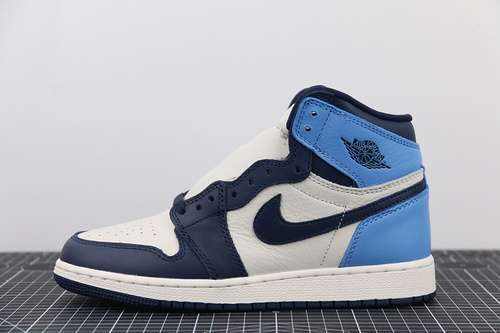 【600】[555088-140]-[AIR JORDAN 1 RETRO HIGH UNC LEATHER OBSIDIAN/UNIVERSITY BLUE]