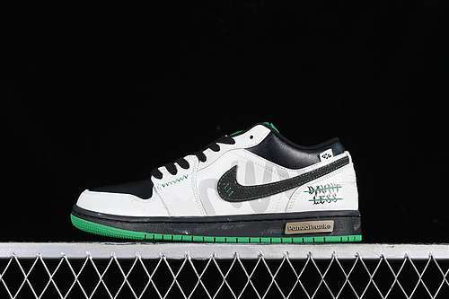 【380】[553558-065]-[AIR JORDAN 1 LOW BLACK/BLACK/LUCKY GREEN/WHITE]-[WOMAN:35.5-39]-[MAN:40-47.5]