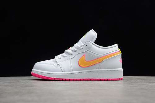 【320】[CV4610-100]-[CJ VERSION AIR JORDAN 1 LOW GS EDGE GLOW WHITE/LEMON VENOM/PINK BLAST]