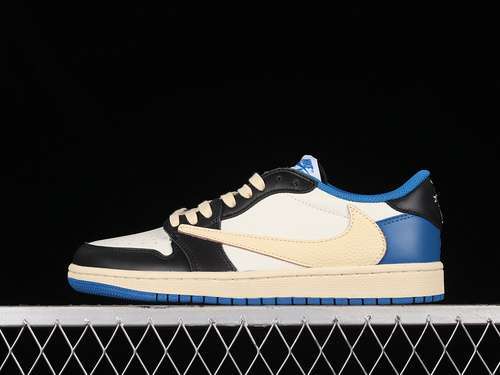 【450】[DM7866-140]-[FRAGMENT DESIGN X TRAVIS SCOTT X AIR JORDAN 1 RETRO LOW BLUE/BEIGE/BLACK]