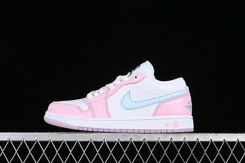 【260】[HM3706-141]-[AIR JORDAN 1 LOW PAW PRINT WHITE/PINK FOAM/GLACIER BLUE ]-[WOMAN:36-40]