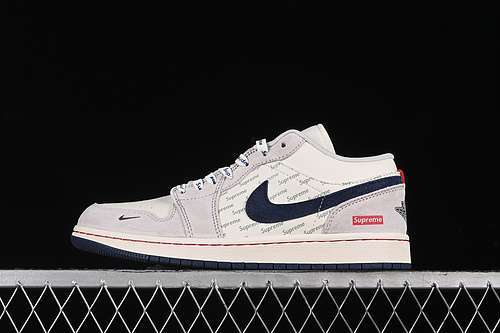 【360】[LJ6688-009]-[AIR JORDAN 1 LOW SUPREME WHITE/GREY/BLUE]-[WOMAN:36-39]-[MAN:40-45]