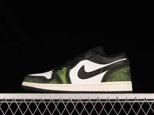 【280】[DN3705-003]-[AIR JORDAN 1 LOW SE WEAR-AWAY BLACK/ELECTRIC GREEN/WHITE/SAIL]-[UNISEX:36-46]