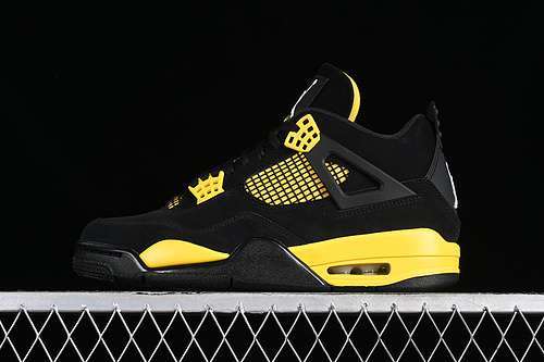【530】[DH6927-017]-[AIR JORDAN 4 RETRO THUNDER BLACK/TOUR YELLOW]-[WOMAN:36-39]-[MAN:40-48.5]