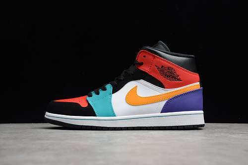 【360】[554724-125]-[AIR JORDAN 1 MID BRED WHITE/UNIVERSITY RED-BLACK-TURBO GREEN]