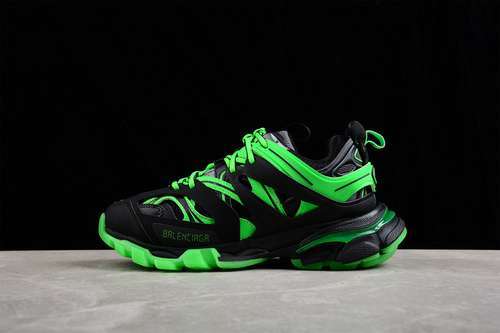 【600】[W3RL11035]-[BA*LEN*CIAGA TRACK 3.0 SNEAKER BLACK/BLACK/GREEN]-[WOMAN:35-39]-[MAN:40-46]