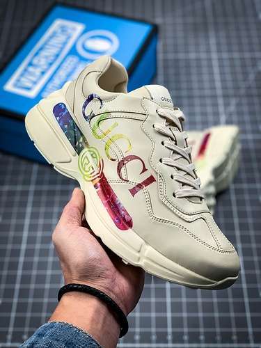 【370】[GU*CCI RHYTON VINTAGE TRAINER SNEAKER BEIGE/MULTI-COLOR]-[WOMAN:35-39]-[MAN:40-45]