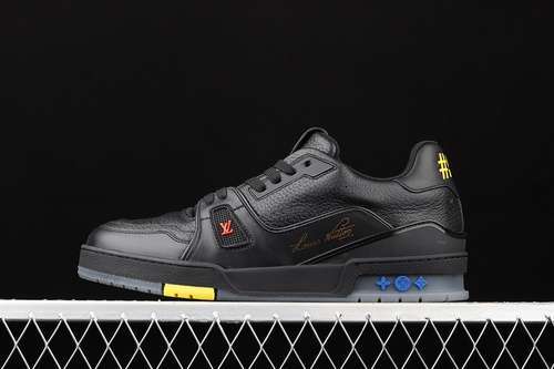 【700】[L*V 2021SS TRAINER SHOES BLACK/BLACK/BLUE-YELLOW]-[MAN:38-45]