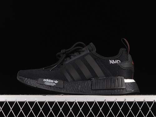 【280】[HQ2068]-[NMD_R1 BOOST SHOES CORE BLACK/CORE BLACK/SCARLET]-[WOMAN:36-39]-[MAN:40-45]