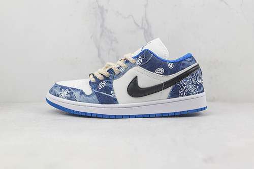 【360】[DM8947-100]-[AIR JORDAN 1 LOW WASHED DENIM WHITE/WHITE-DUTCH BLUE]-[WOMAN:36-39]-[MAN:40-46]