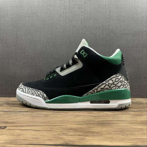 【550】[CT8532-030]-[AIR JORDAN 3 RETRO BLACK/PINE GREEN/CEMENT GREY/WHITE]-[MAN:40.5-47.5]