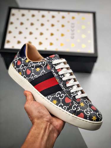 【310】[GU*CCI ACE EMBROIDERED LOW-TOP SNEAKER BLACK/NAVY BLUE/RED]-[UNISEX SIZE:35-44]