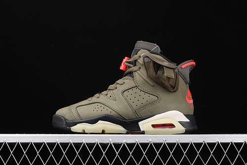 【600】[CN1084-200]-[GET TRAVIS SCOTT X AIR JORDAN 6 MEDIUM OLIVE/BLACK/UNIVERSITY RED]