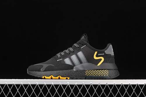 【280】[FV6571]-[NITE JOGGER SHOES CORE BLACK/GREY FOUR-YELLOW]-[WOMAN:36-39]-[MAN:40-45]