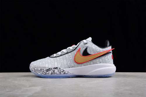 【340】[DJ5423-100]-[LEBRON 20 THE DEBUT WHITE/METALLIC GOLD-BLACK-UNIVERSITY RED-WOLF GREY]