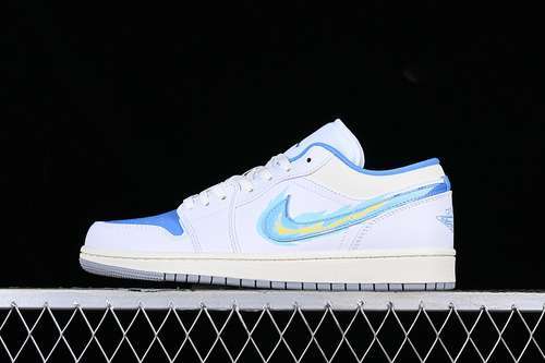 【300】[FJ7219-441]-[AIR JORDAN 1 LOW BORN TO FLY BLUE/WHITE/GOLD]-[WOMAN:36-39]-[MAN:40-46]