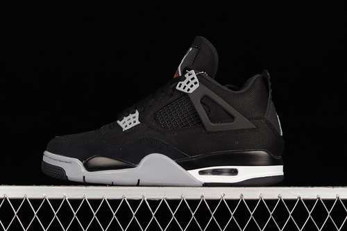 【460】[DH7138-006]-[AIR JORDAN 4 RETRO BLACK CANVAS BLACK/LIGHT STEEL GREY-WHITE-FIRE RED]