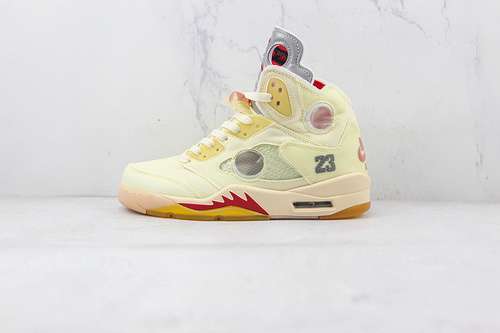 【380】[DH8565-100]-[OW X AIR JORDAN 5 SP SAIL/FIRE RED/MUSLIN/BLACK]-[WOMAN:36-39]-[MAN:40-46]