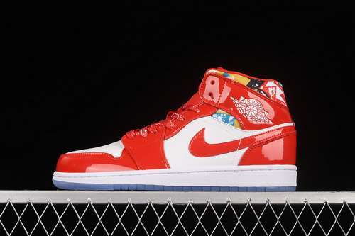 【340】[DC7294-600]-[AIR JORDAN 1 MID SE BARCELONA SWEATER CHILE RED/WHITE/POLLEN]-[UNISEX:36-46]