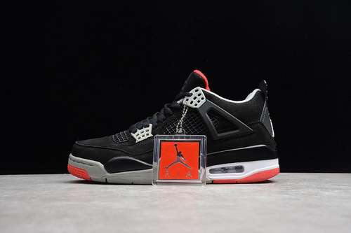 [308497-089]-[AIR JORDAN 4 RETRO BRED BLACK/CEMENT GREY-FIRE RED]-[MAN:40-47.5]-[OG00218]