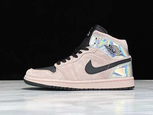 【340】[BQ6472-602]-[AIR JORDAN 1 MID DIRTY POWDER IRIDESCENT BEIGE/BLACK/PINK]-[UNISEX:36-47.5]