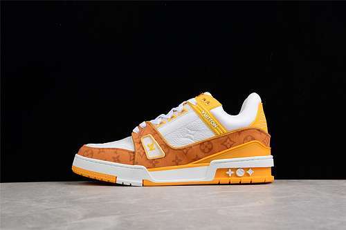 【800】[L*V TRAINER SNEAKERS WHITE/YELLOW/ORANGE]-[MAN:38-45]