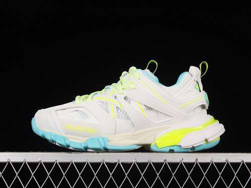 【520】[W3AC69704]-[VG BA*LEN*CIAGA TESS S.GOMMA SNEAKERS WHITE/SKY BLUE/FLUORESCENT GREEN]-[35-46]
