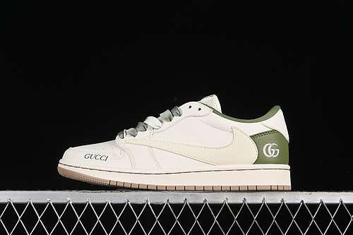 【360】[XY2688-105]-[TRAVIS SCOTT X FRAGMENT DESIGN X AIR JORDAN 1 LOW OG SP OFF WHITE/GREEN/KHAKI]