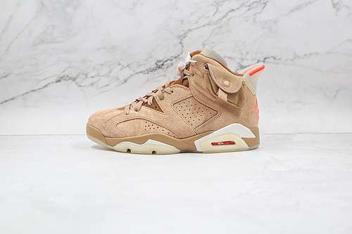 【680】[DH0690-200]-[TRAVIS SCOTT X AIR JORDAN 6 RETRO BRITISH KHAKI/SAIL/BRIGHT CRIMSON]