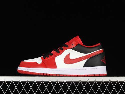 【280】[553558-163]-[AIR JORDAN 1 LOW REVERSE BLACK TOE WHITE/BLACK/GYM RED]-[WOMAN:36-39]-[MAN:40-46]