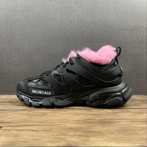 【700】[668555]-[TRACK FUR SNEAKER CONTRAST FAKEFUR/MESH/NW/BLACK/PINK]-[WOMAN:35-40]