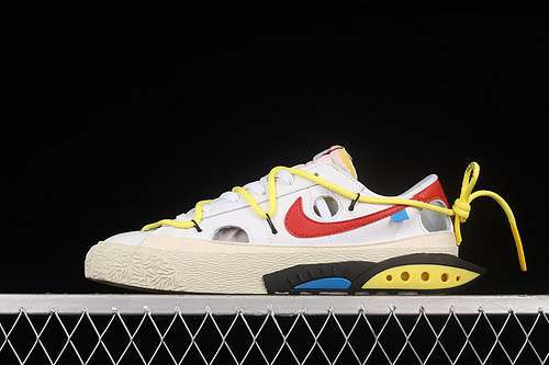 【400】[DH7863-100]-[OW X BLAZER LOW WHITE/UNIVERSITY RED/YELLOW]-[WOMAN:36-39]-[MAN:40-46]