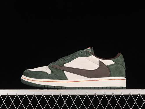 【400】[DM7866-686]-[TRAVIS SCOTT X AIR JORDAN 1 LOW OG WHITE/DARK GREEN/DARK BROWN]-[UNISEX:36-47.5]