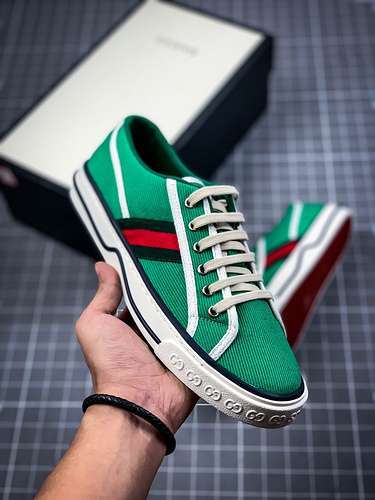 【450】[GU*CCI ACE EMBROIDERED LOW-TOP SNEAKER GREEN/WHITE/RED]-[WOMAN:35-39]-[MAN:40-44]