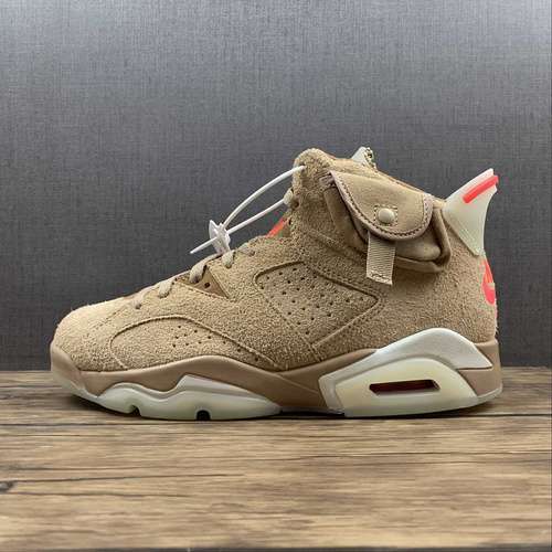 【430】[DH0690-200]-[TRAVIS SCOTT X AIR JORDAN 6 RETRO BRITISH KHAKI/SAIL/BRIGHT CRIMSON]-[MAN:40-46]