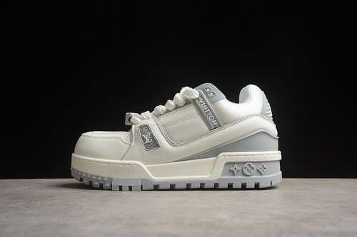 【630】[LOUIS VUITTON TRAINER SNEAKER LOW WHITE/GREY]-[WOMAN:35-39]-[MAN:40-45]
