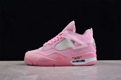 【340】[CV9388-105]-[OFF-WHITE AIR JORDAN AJ4 RETRO CREAM SAIL OW WHITE/PINK]-[UNISEX:36-47.5]