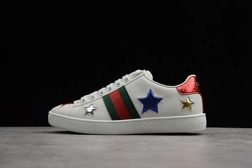 【520】[GU*CCI ACE EMBROIDERED LOW-TOP SNEAKER WHITE/BLUE/RED]-[WOMAN:35-39]-[MAN:40-44]