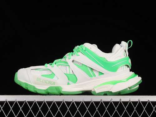 【550】[W3RL19035]-[BA*LEN*CIAGA TRACK TESS S.GOMMA SNEAKER WHITE/WHITE/GREEN]-[UNISEX:35-46]